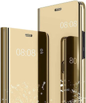 Калъф тефтер огледален CLEAR VIEW за Samsung Galaxy A34 5G SM-A346B златист 